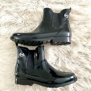 Michael Michael Kors Ankle Rubber Rain Boots Black Women’s Size 10 Hi Gloss